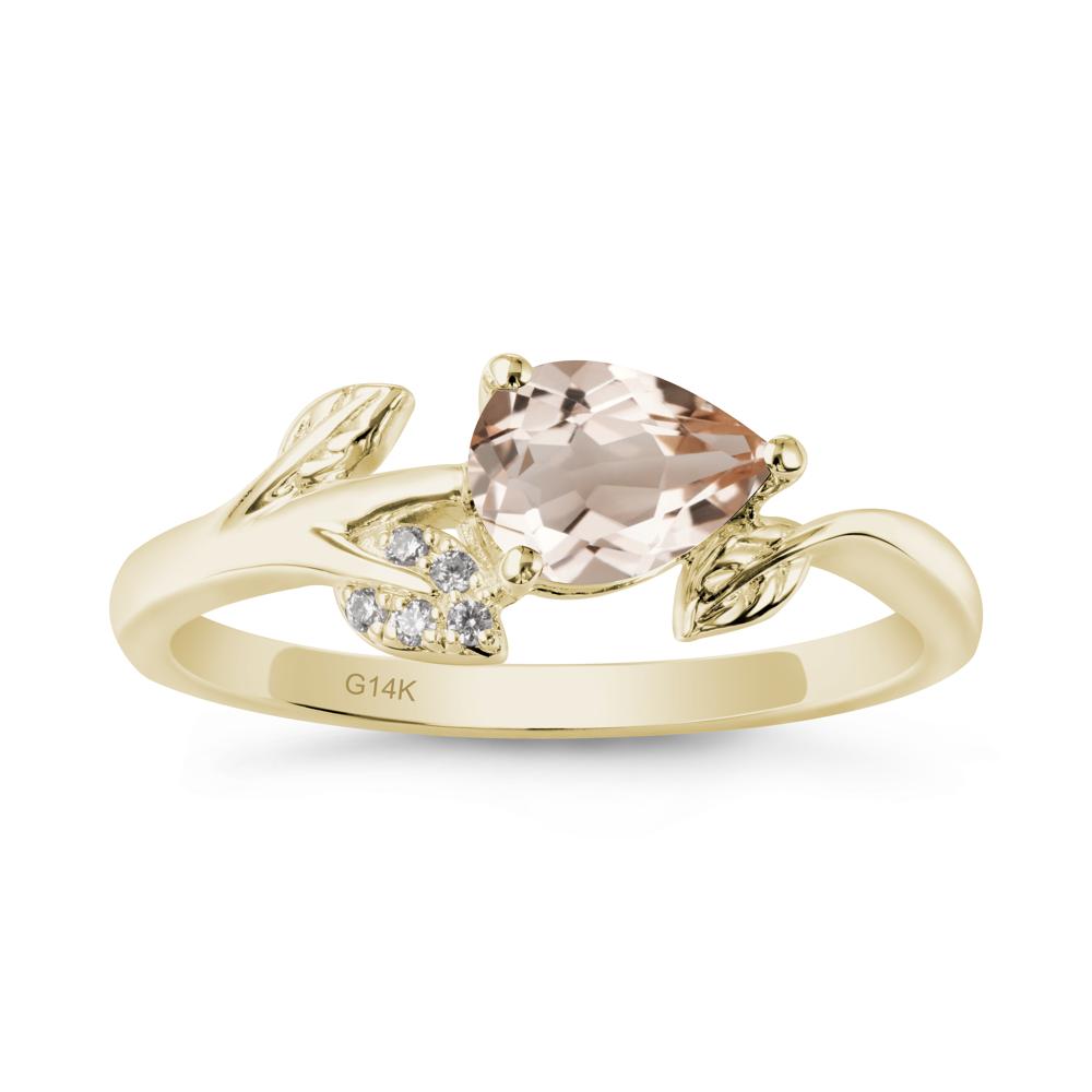 Sprouting Leaf Pear Morganite Ring - LUO Jewelry #metal_14k yellow gold