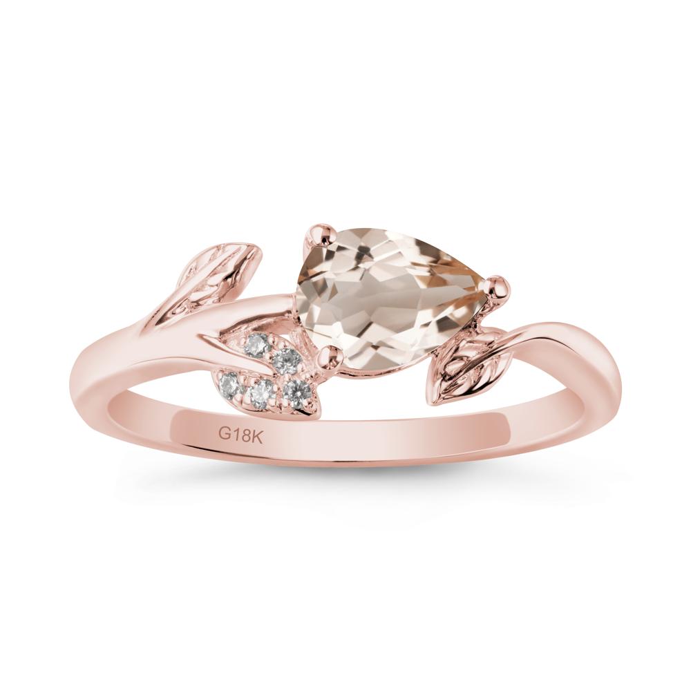 Sprouting Leaf Pear Morganite Ring - LUO Jewelry #metal_18k rose gold
