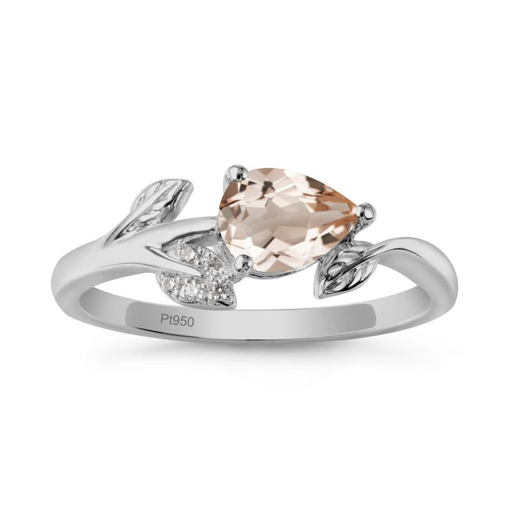 Sprouting Leaf Pear Morganite Ring - LUO Jewelry #metal_platinum