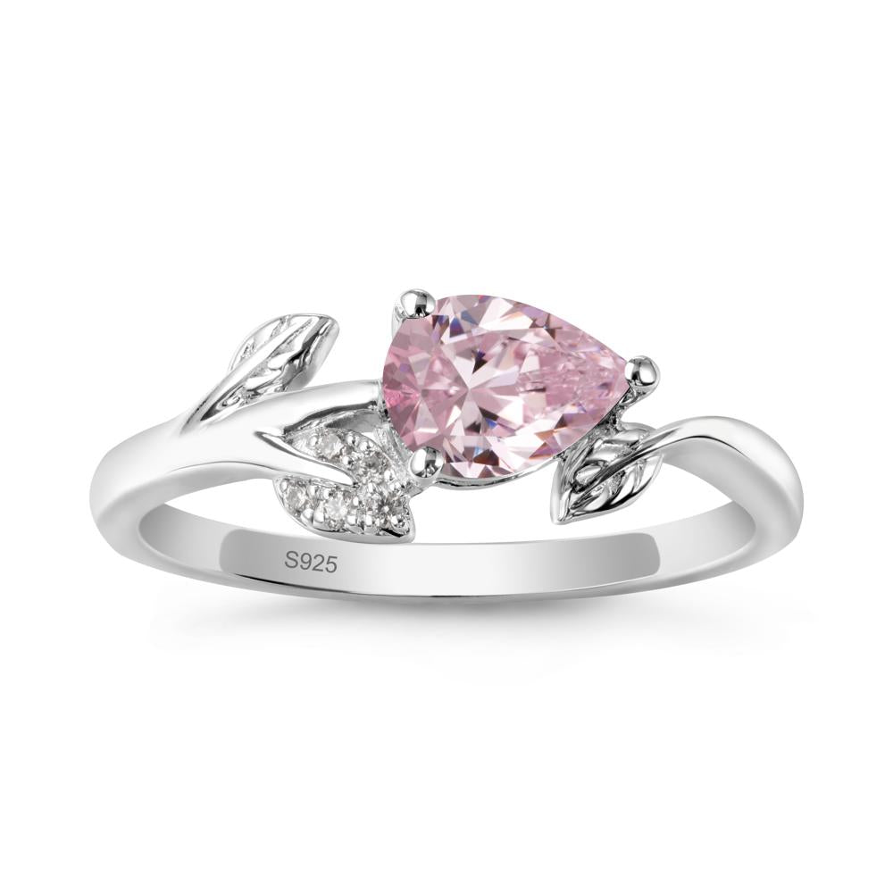Sprouting Leaf Pear Pink Cubic Zirconia Ring - LUO Jewelry #metal_sterling silver