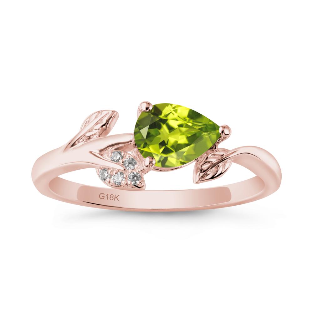 Pear Shaped Peridot Leaf Ring - LUO Jewelry #metal_18k rose gold