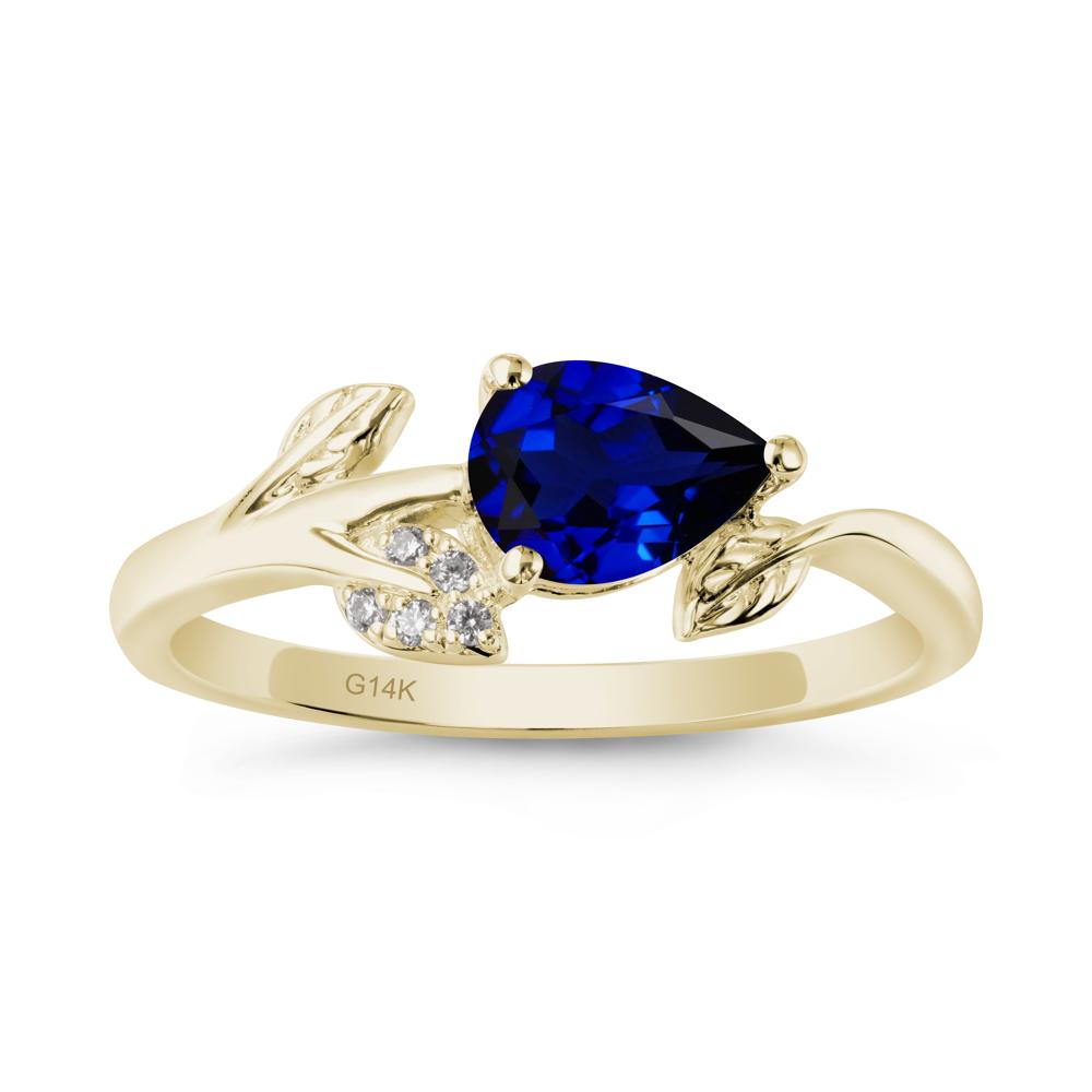 Sprouting Leaf Pear Sapphire Ring - LUO Jewelry #metal_14k yellow gold