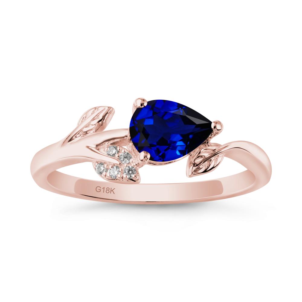 Sprouting Leaf Pear Sapphire Ring - LUO Jewelry #metal_18k rose gold