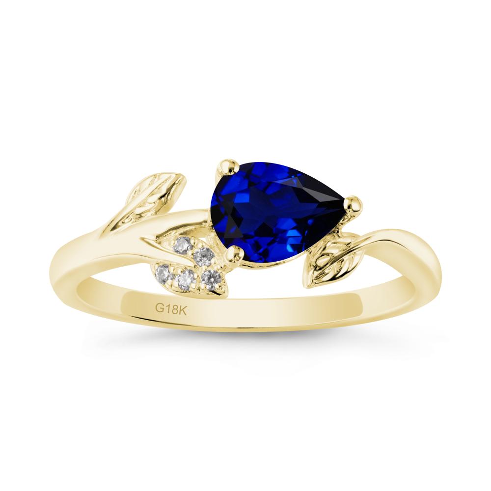 Sprouting Leaf Pear Sapphire Ring - LUO Jewelry #metal_18k yellow gold