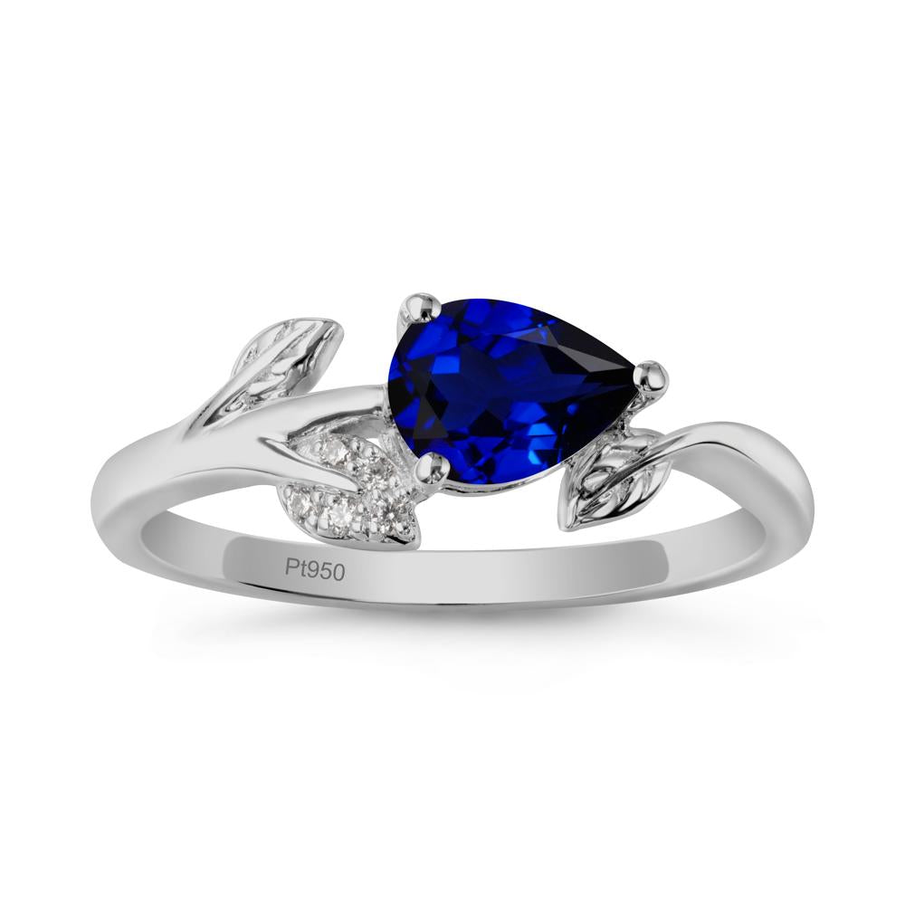 Sprouting Leaf Pear Sapphire Ring - LUO Jewelry #metal_platinum