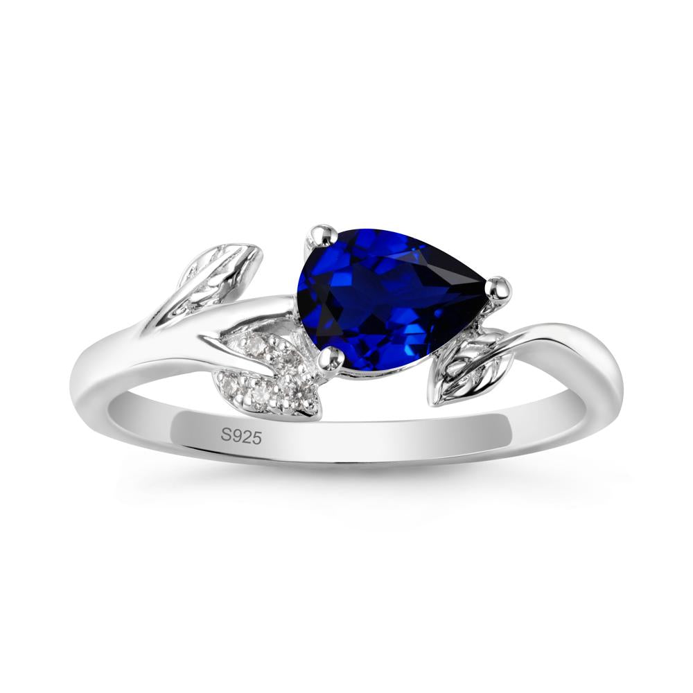 Sprouting Leaf Pear Sapphire Ring - LUO Jewelry #metal_sterling silver