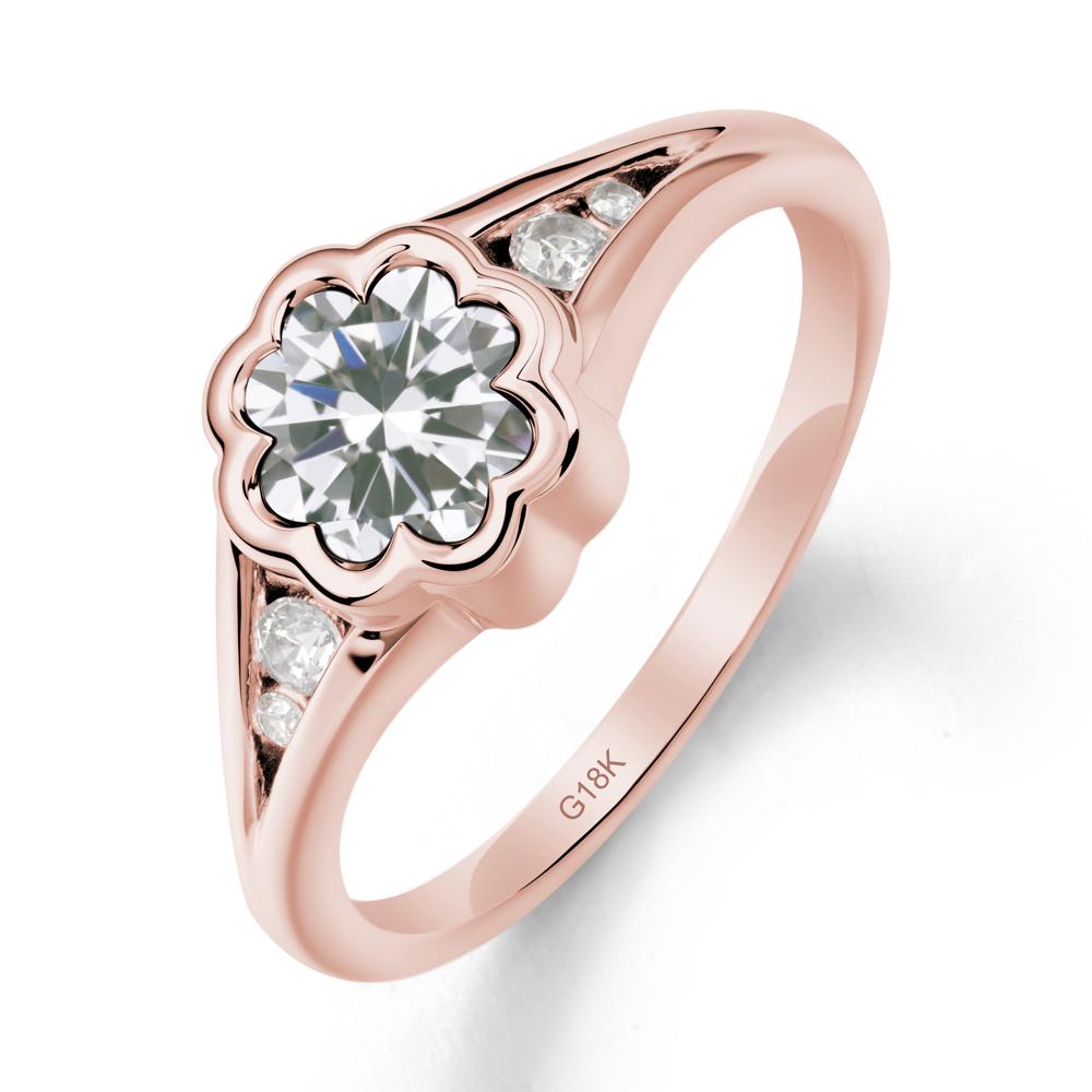 Bezel Setting Split Band Cubic Zirconia Ring - LUO Jewelry #metal_18k rose gold
