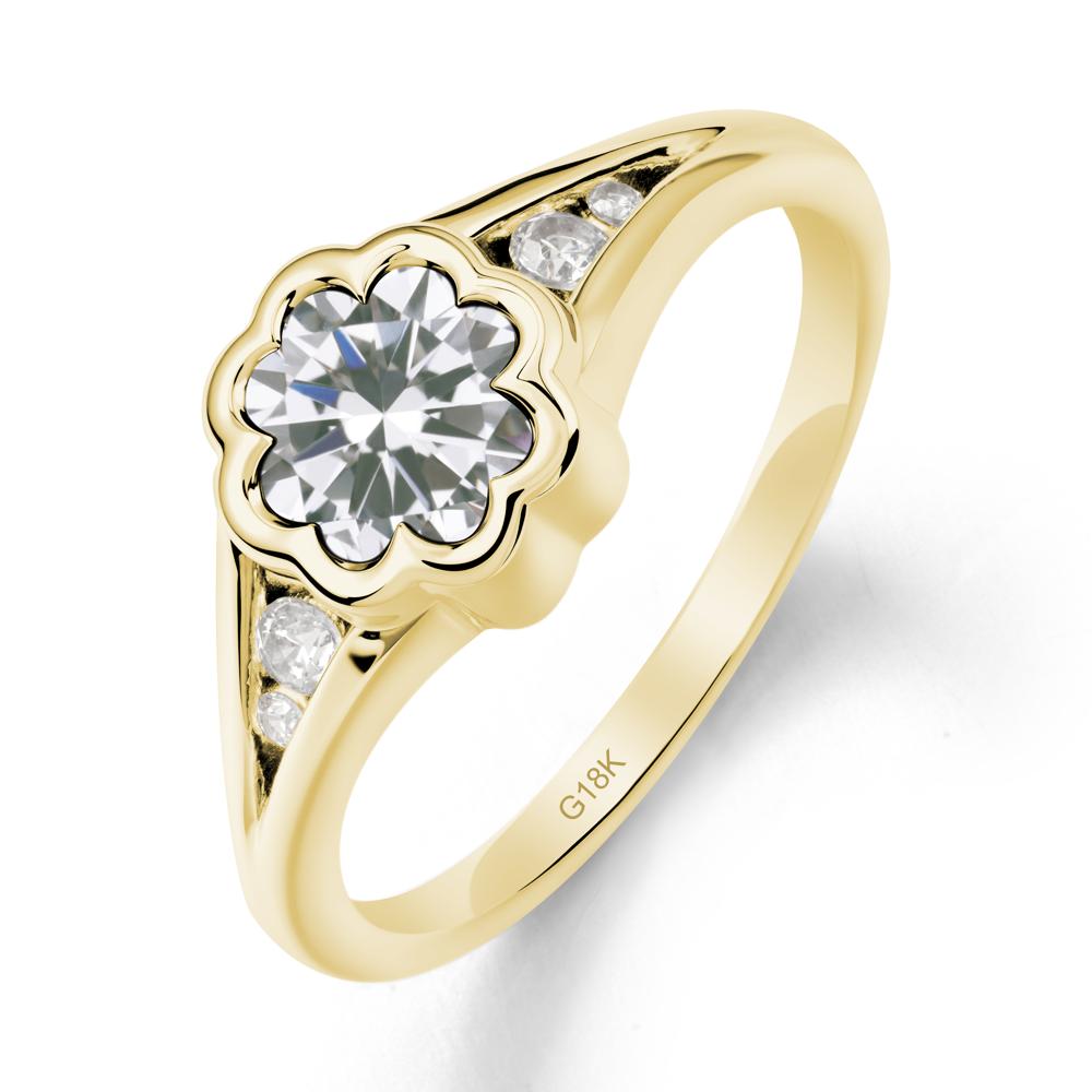 Bezel Setting Split Band Cubic Zirconia Ring - LUO Jewelry #metal_18k yellow gold