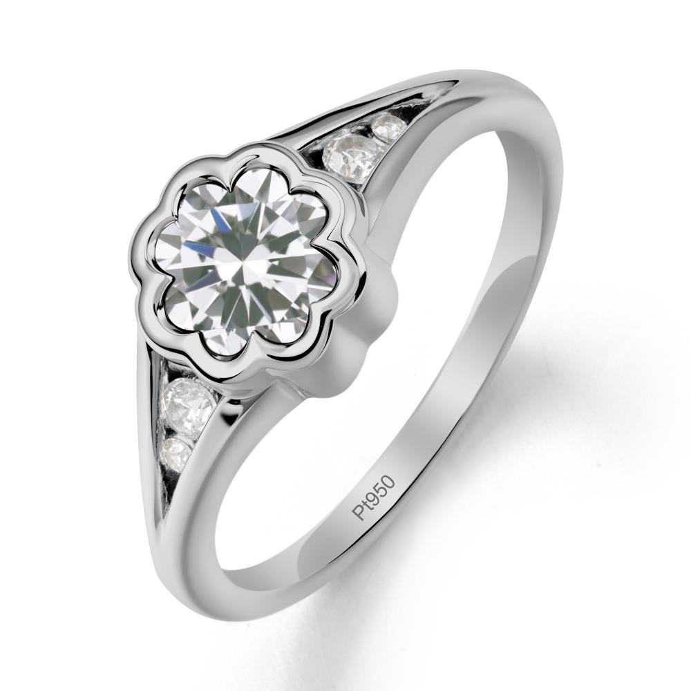 Bezel Setting Split Band Cubic Zirconia Ring - LUO Jewelry #metal_platinum