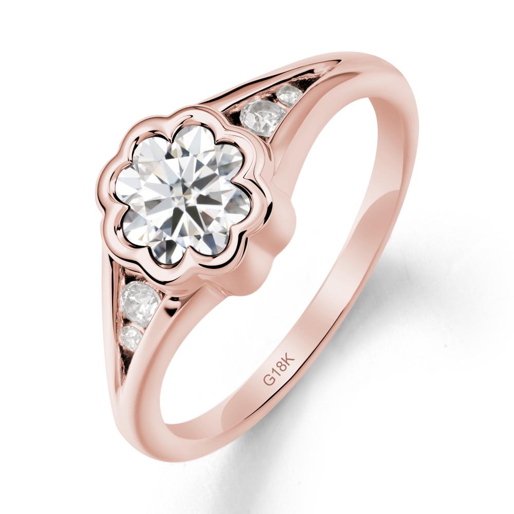 Bezel Setting Split Band Moissanite Ring - LUO Jewelry #metal_18k rose gold