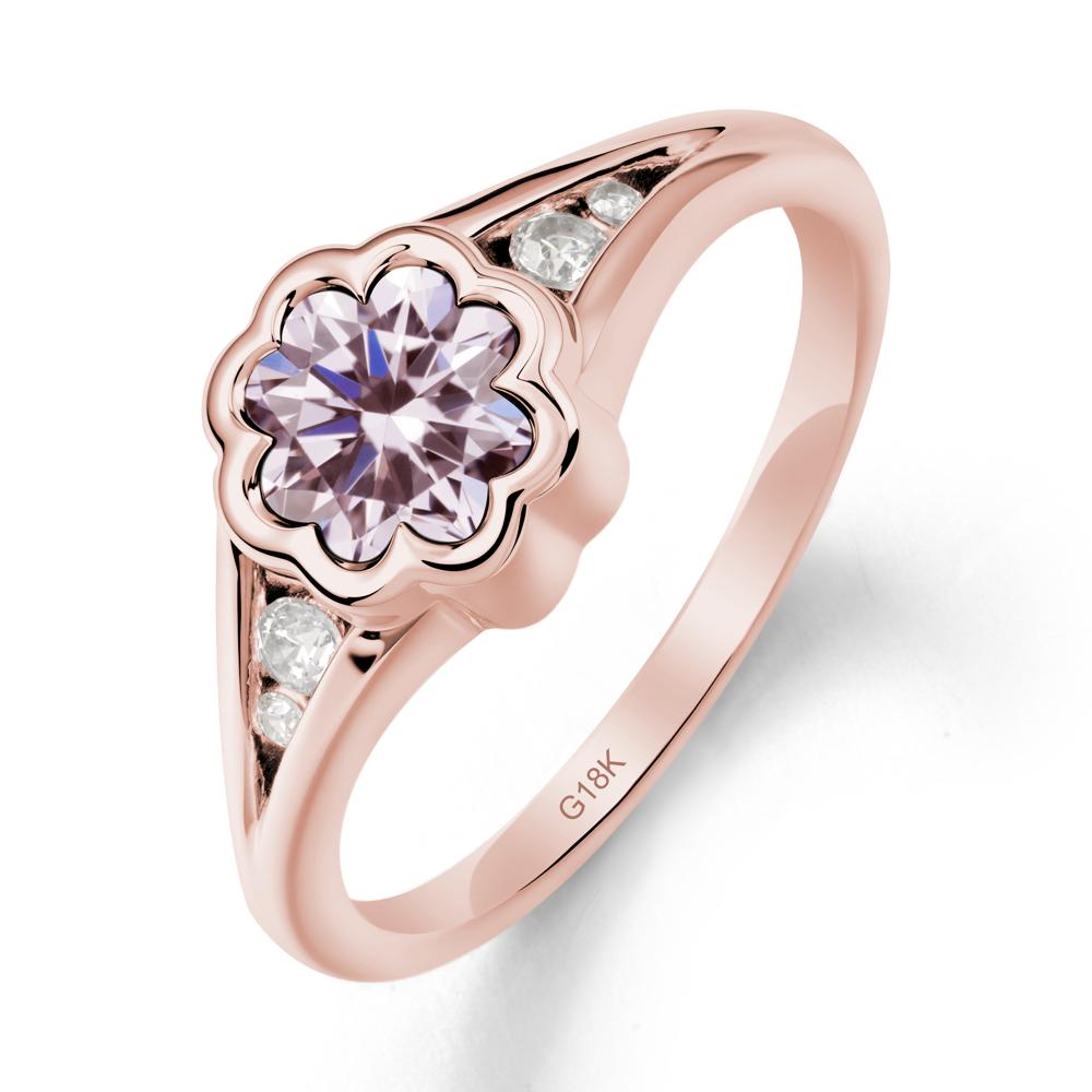 Bezel Setting Split Band Pink Cubic Zirconia Ring - LUO Jewelry #metal_18k rose gold