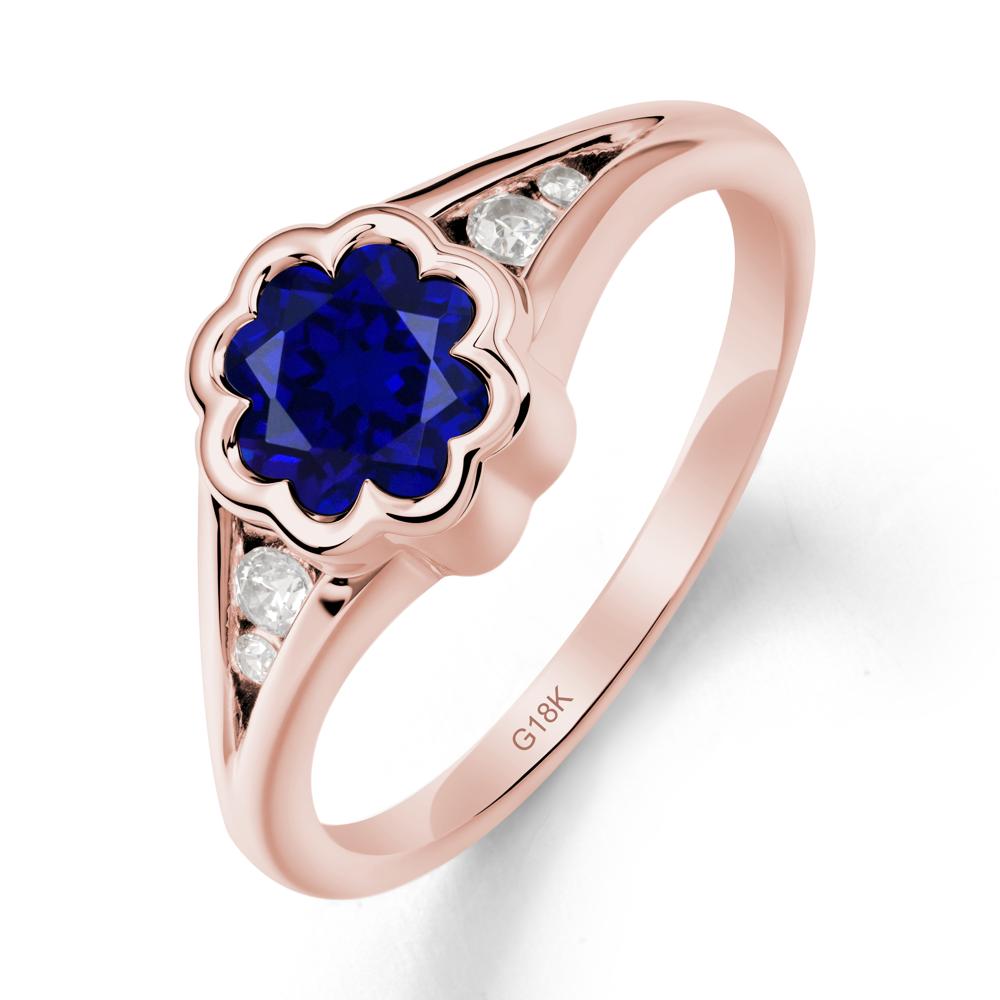 Bezel Setting Split Band Sapphire Ring - LUO Jewelry #metal_18k rose gold