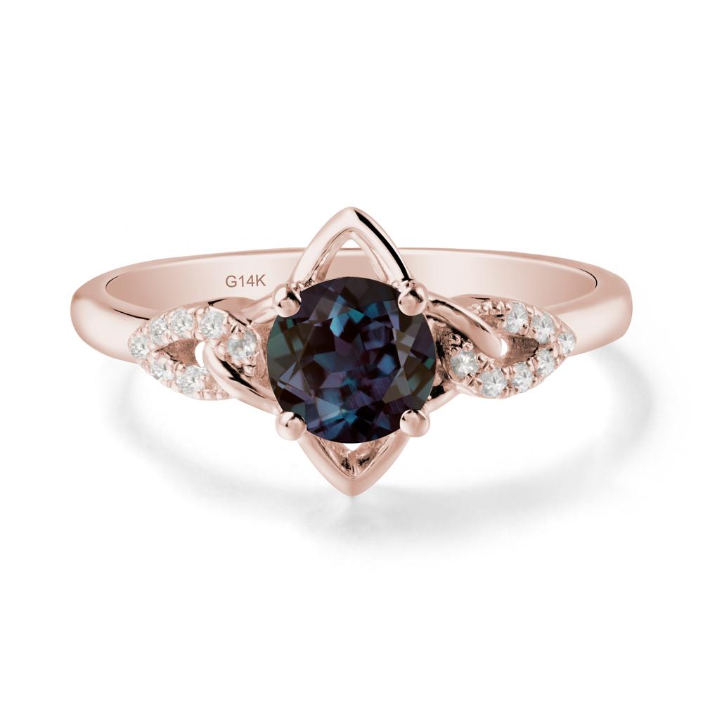 Floral Inspired Alexandrite Ring with Leaves - LUO Jewelry #metal_14k rose gold