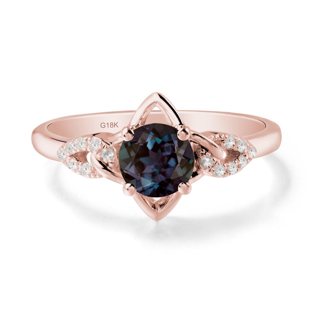 Floral Inspired Alexandrite Ring with Leaves - LUO Jewelry #metal_18k rose gold