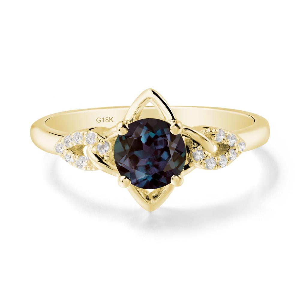 Floral Inspired Alexandrite Ring with Leaves - LUO Jewelry #metal_18k yellow gold