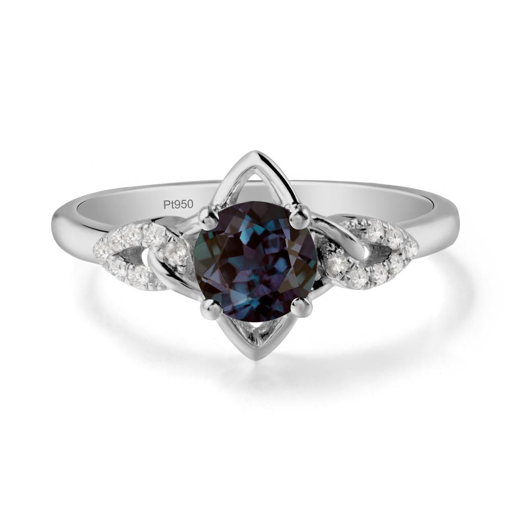 Floral Inspired Alexandrite Ring with Leaves - LUO Jewelry #metal_platinum