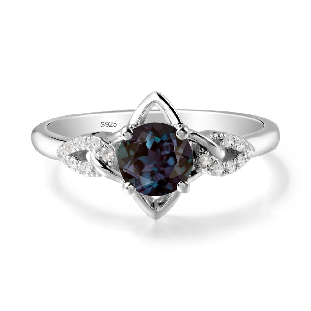 Floral Inspired Alexandrite Ring with Leaves - LUO Jewelry #metal_sterling silver
