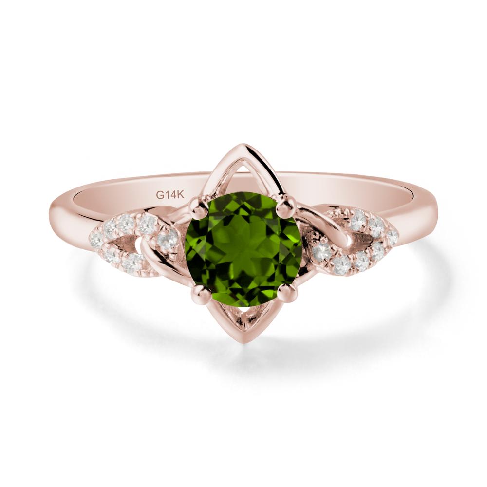 Round Diopside Ring with Geometric Line - LUO Jewelry #metal_14k rose gold