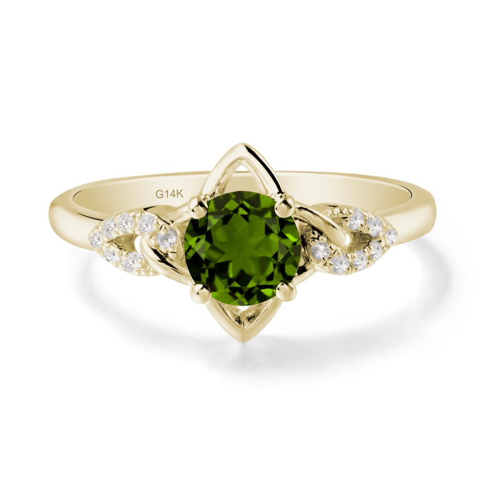 Round Diopside Ring with Geometric Line - LUO Jewelry #metal_14k yellow gold