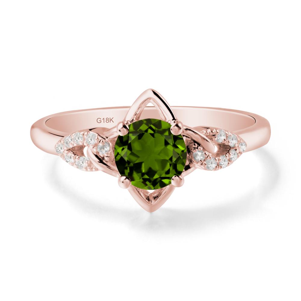 Round Diopside Ring with Geometric Line - LUO Jewelry #metal_18k rose gold