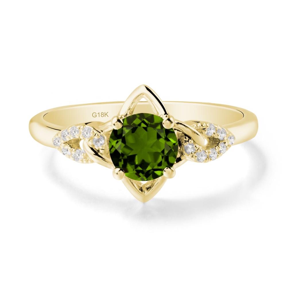 Round Diopside Ring with Geometric Line - LUO Jewelry #metal_18k yellow gold