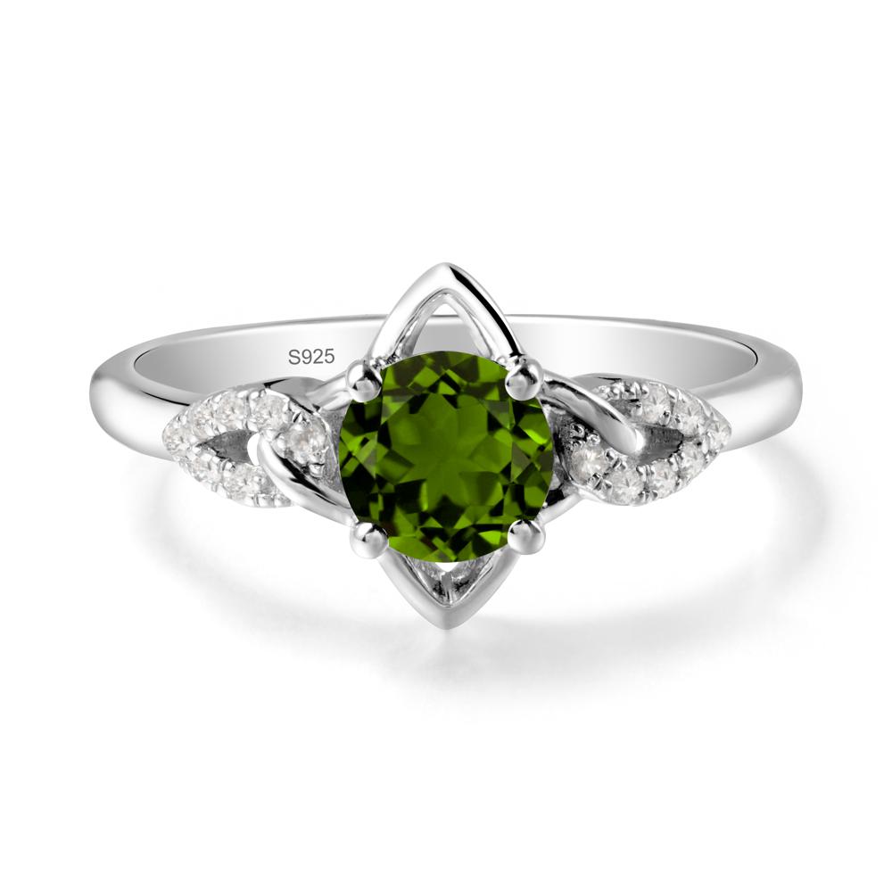 Round Diopside Ring with Geometric Line - LUO Jewelry #metal_sterling silver