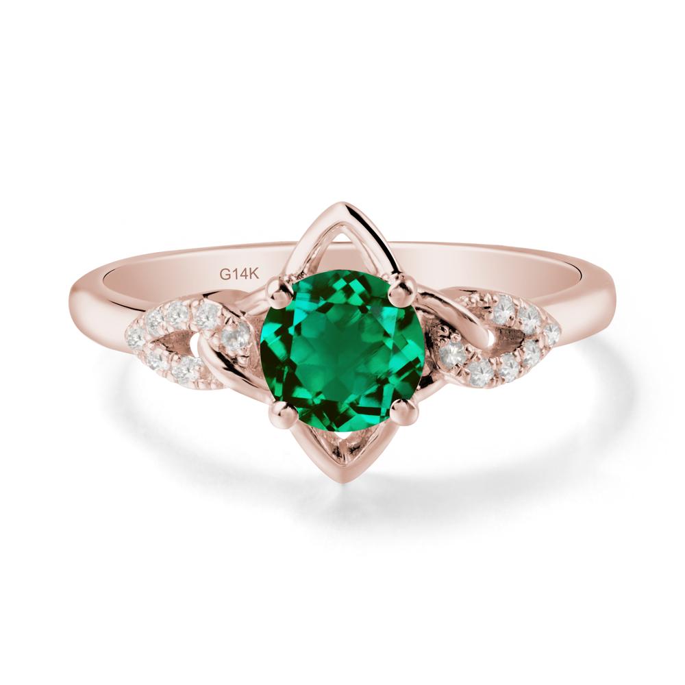 Floral Inspired Emerald Ring with Leaves - LUO Jewelry #metal_14k rose gold