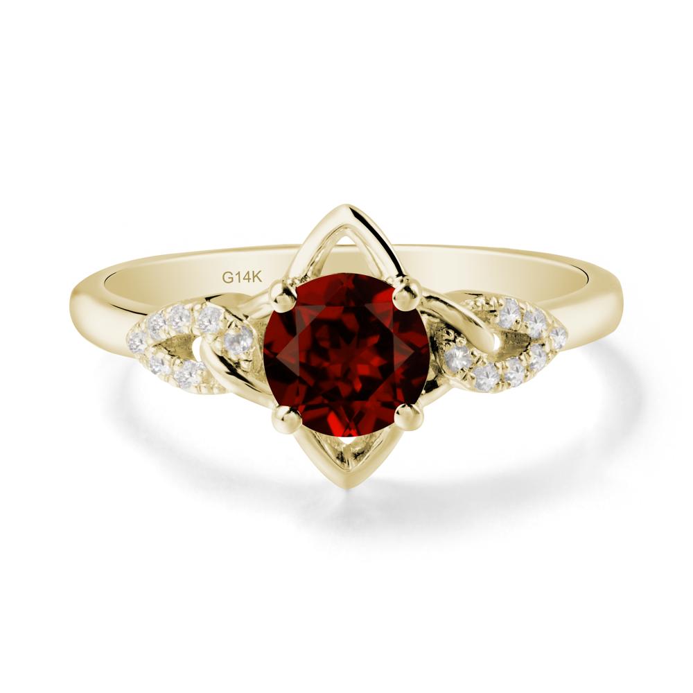 Round Garnet Ring with Geometric Line - LUO Jewelry #metal_14k yellow gold