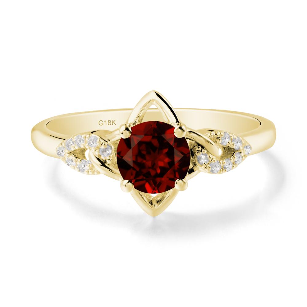 Round Garnet Ring with Geometric Line - LUO Jewelry #metal_18k yellow gold