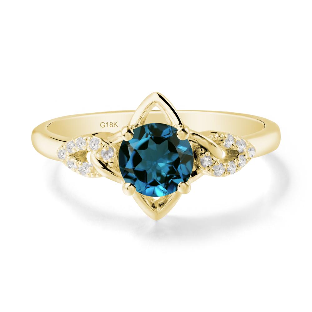 Round London Blue Topaz Ring with Geometric Line - LUO Jewelry #metal_18k yellow gold