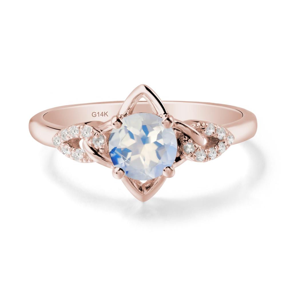 Round Moonstone Ring with Geometric Line - LUO Jewelry #metal_14k rose gold