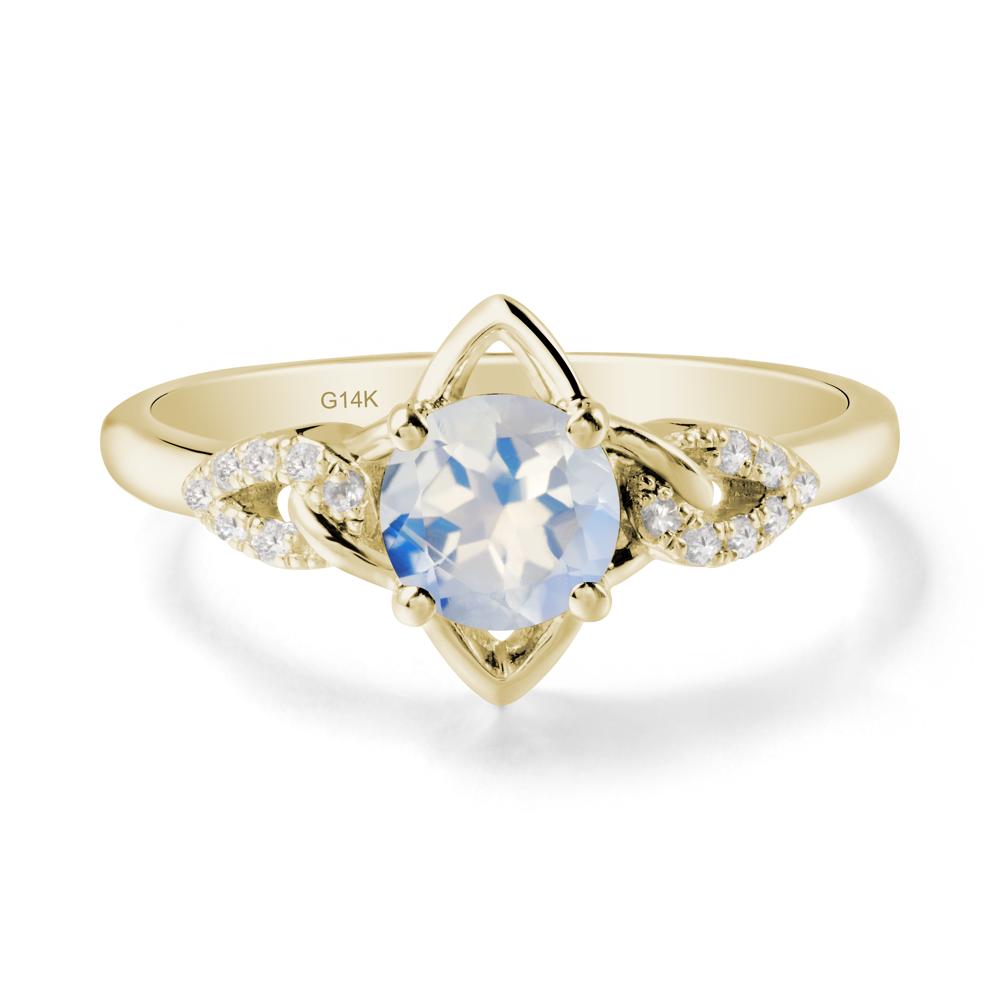 Round Moonstone Ring with Geometric Line - LUO Jewelry #metal_14k yellow gold