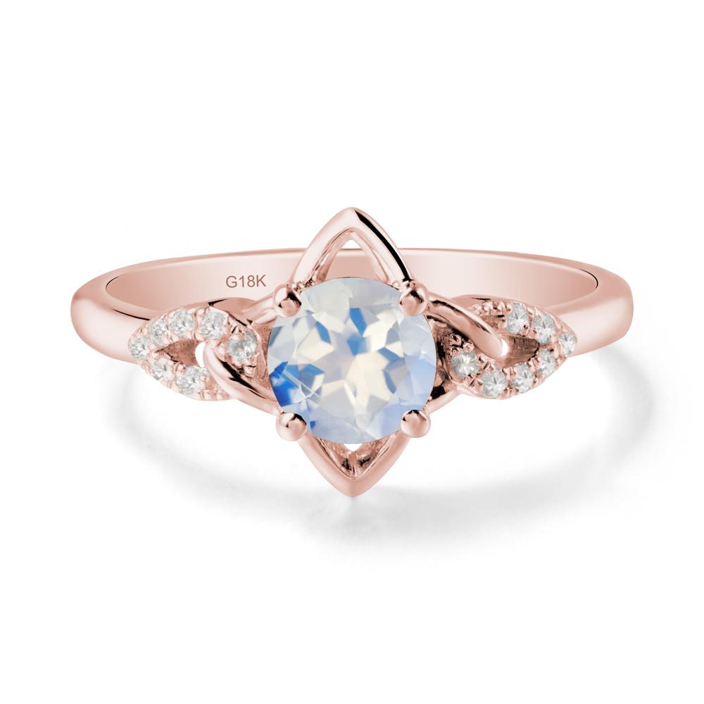 Round Moonstone Ring with Geometric Line - LUO Jewelry #metal_18k rose gold