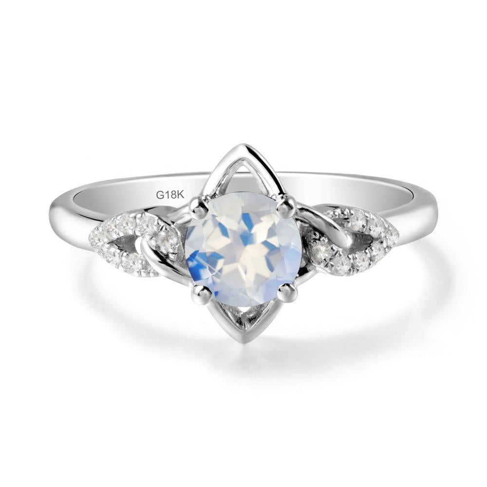 Round Moonstone Ring with Geometric Line - LUO Jewelry #metal_18k white gold