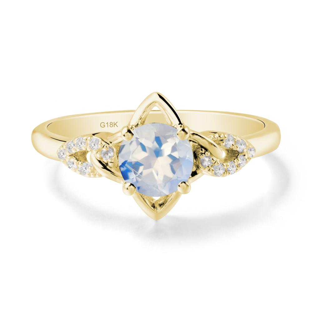 Round Moonstone Ring with Geometric Line - LUO Jewelry #metal_18k yellow gold