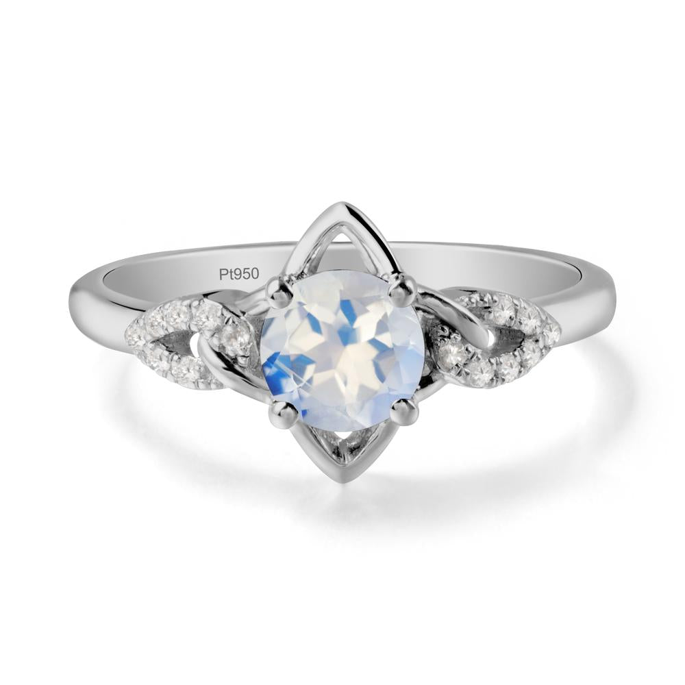 Round Moonstone Ring with Geometric Line - LUO Jewelry #metal_platinum