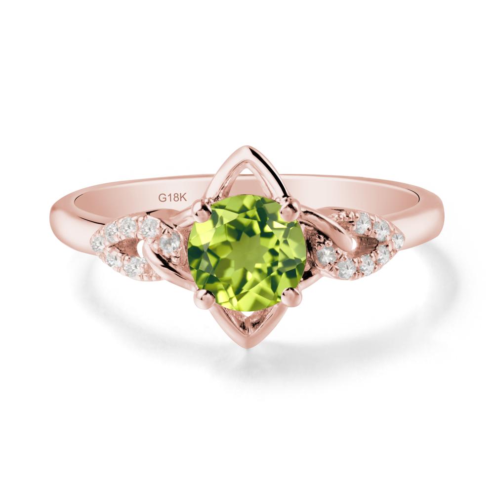 Round Peridot Ring with Geometric Line - LUO Jewelry #metal_18k rose gold
