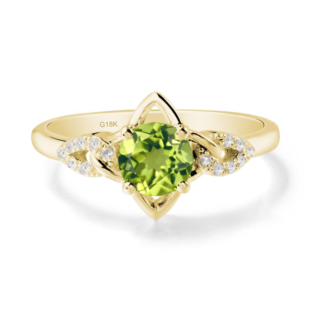 Round Peridot Ring with Geometric Line - LUO Jewelry #metal_18k yellow gold