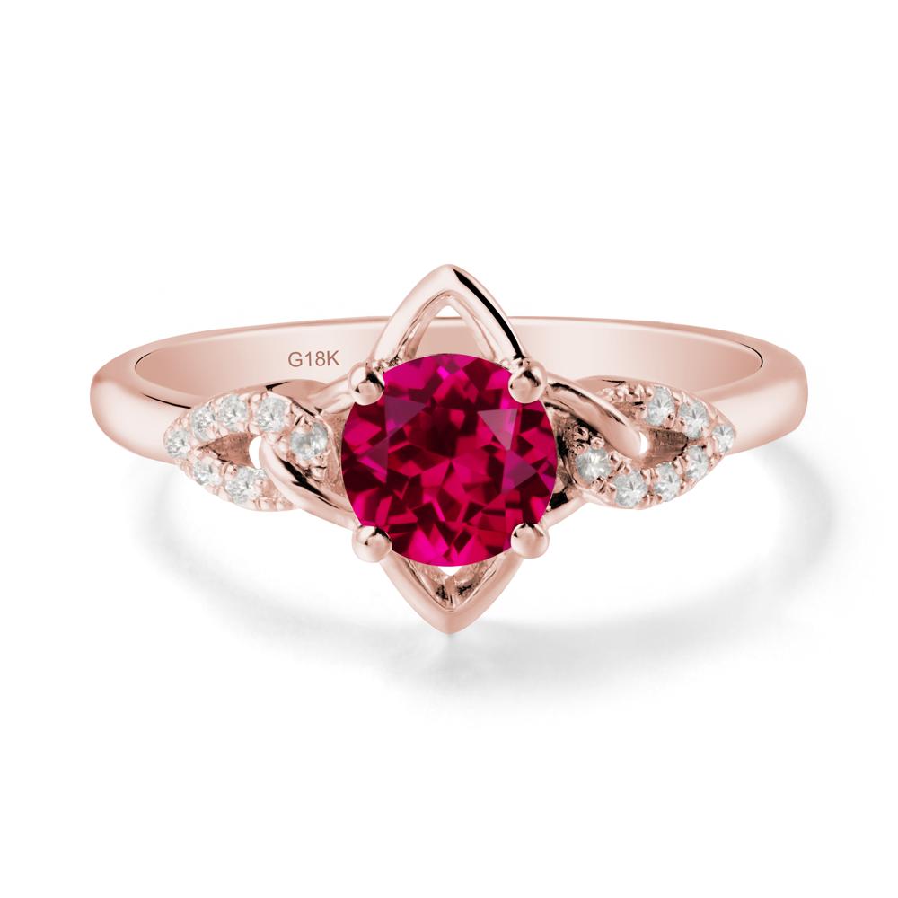 Round Ruby Ring with Geometric Line - LUO Jewelry #metal_18k rose gold