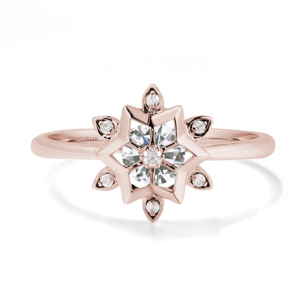 Bezel Setting Flower Cubic Zirconia Ring - LUO Jewelry #metal_14k rose gold