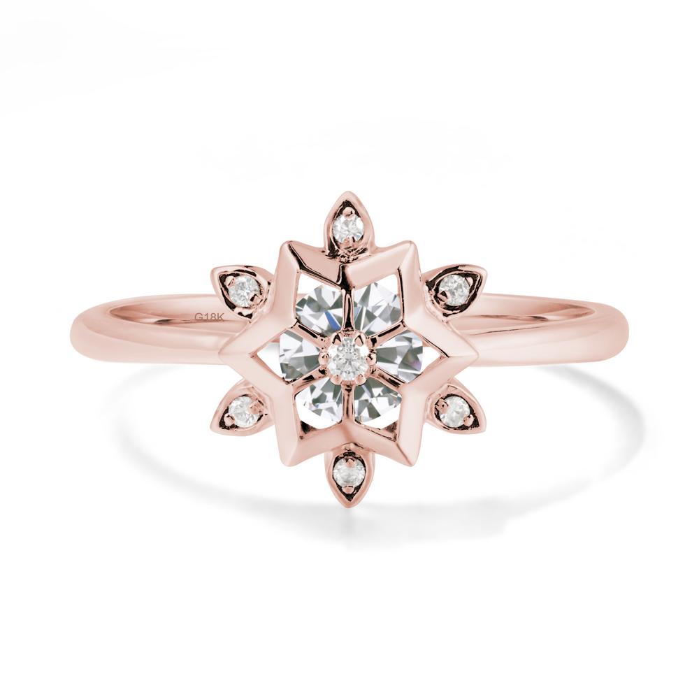Bezel Setting Flower Cubic Zirconia Ring - LUO Jewelry #metal_18k rose gold