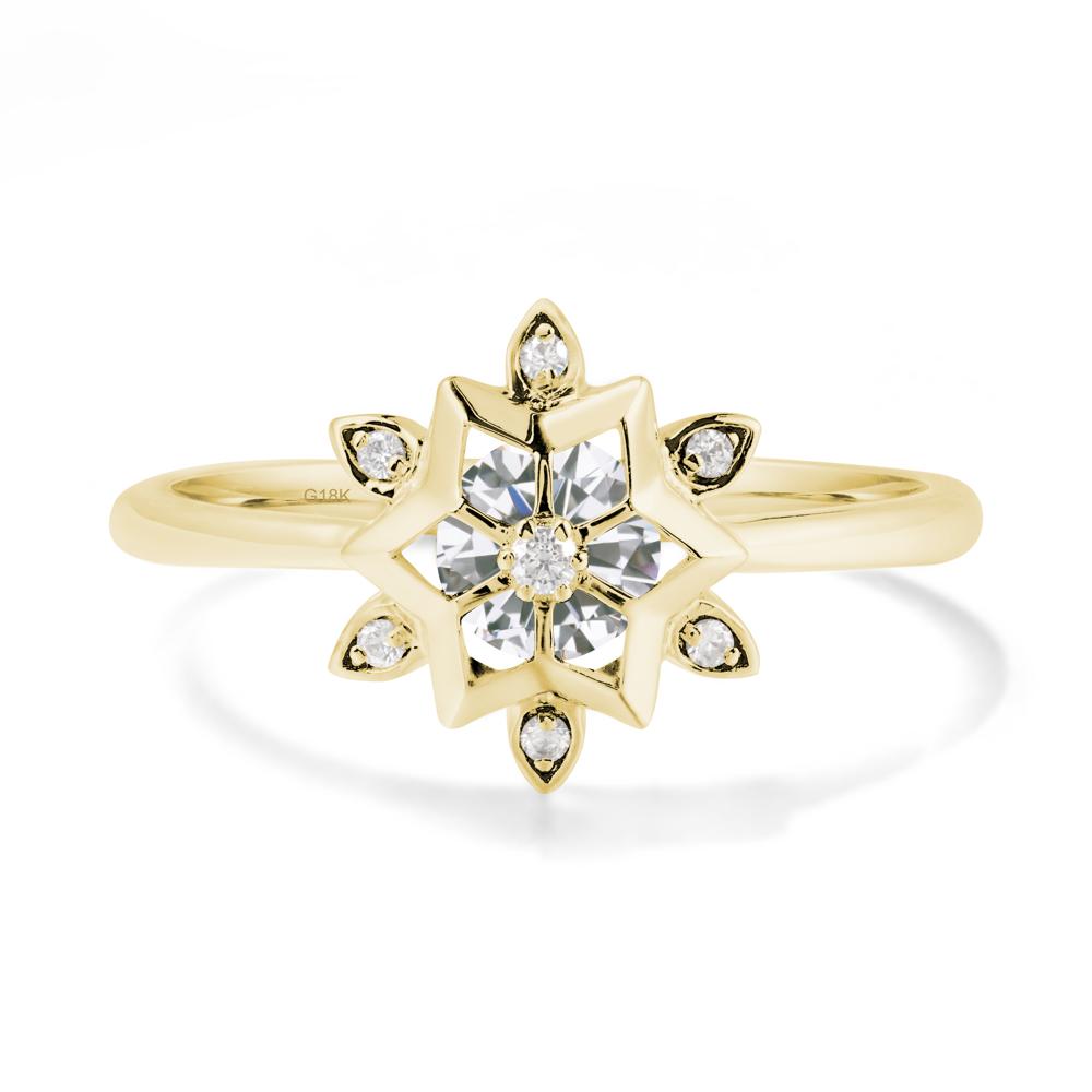 Bezel Setting Flower Cubic Zirconia Ring - LUO Jewelry #metal_18k yellow gold