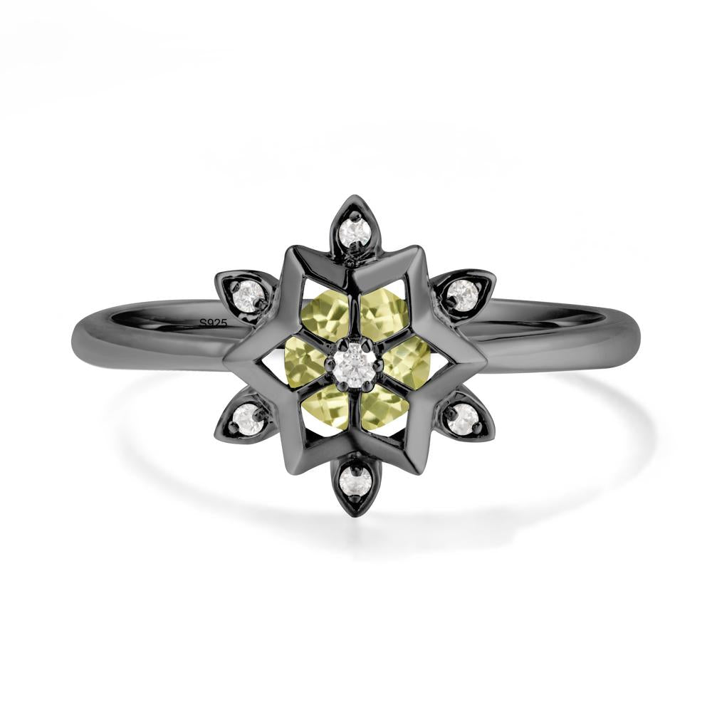 Snowflake Lemon Quartz Ring - LUO Jewelry #metal_black finish sterling silver