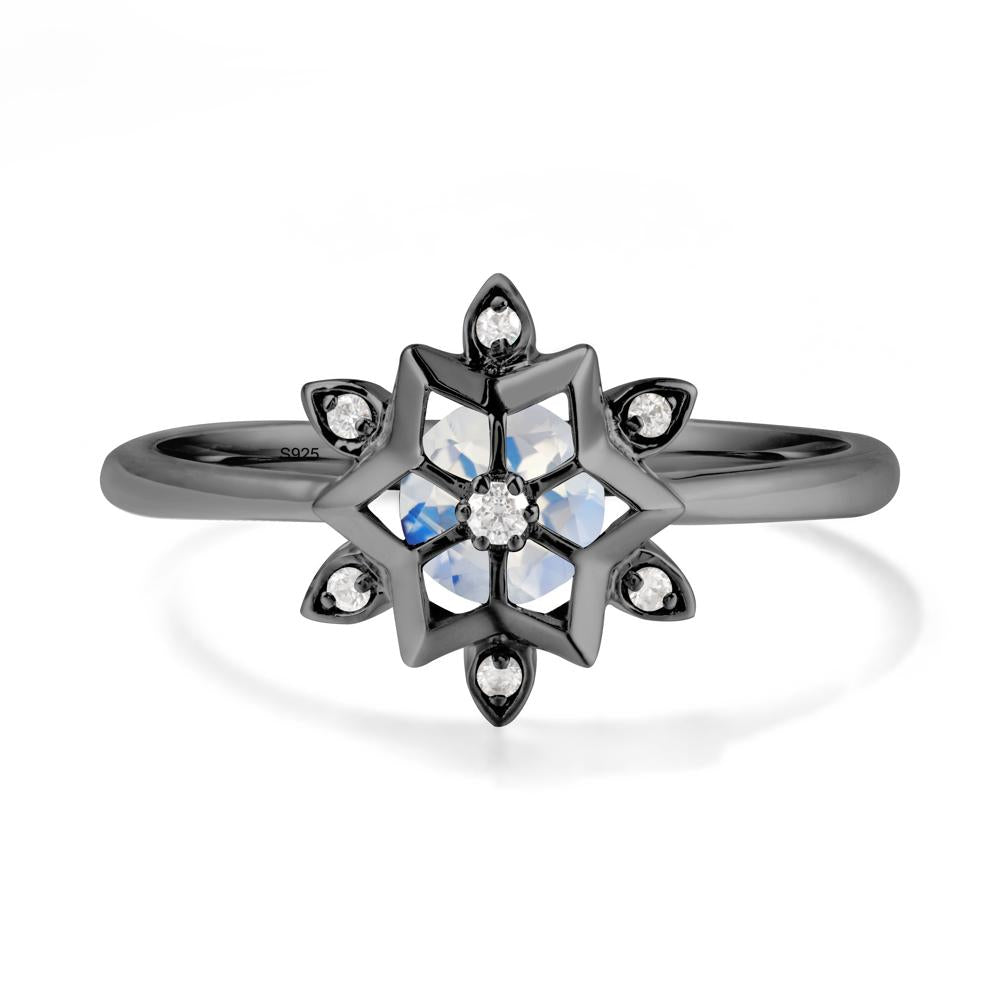 Snowflake Moonstone Ring - LUO Jewelry #metal_black finish sterling silver