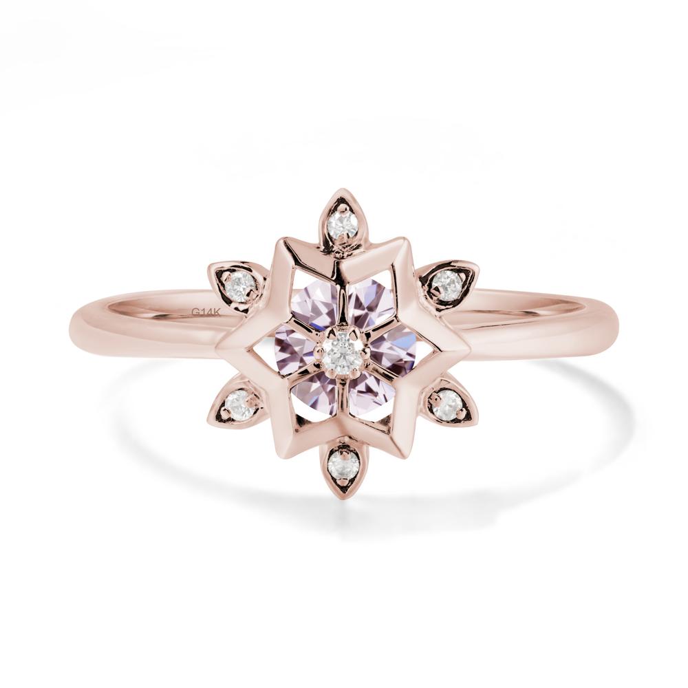 Snowflake Pink Cubic Zirconia Ring - LUO Jewelry #metal_14k rose gold