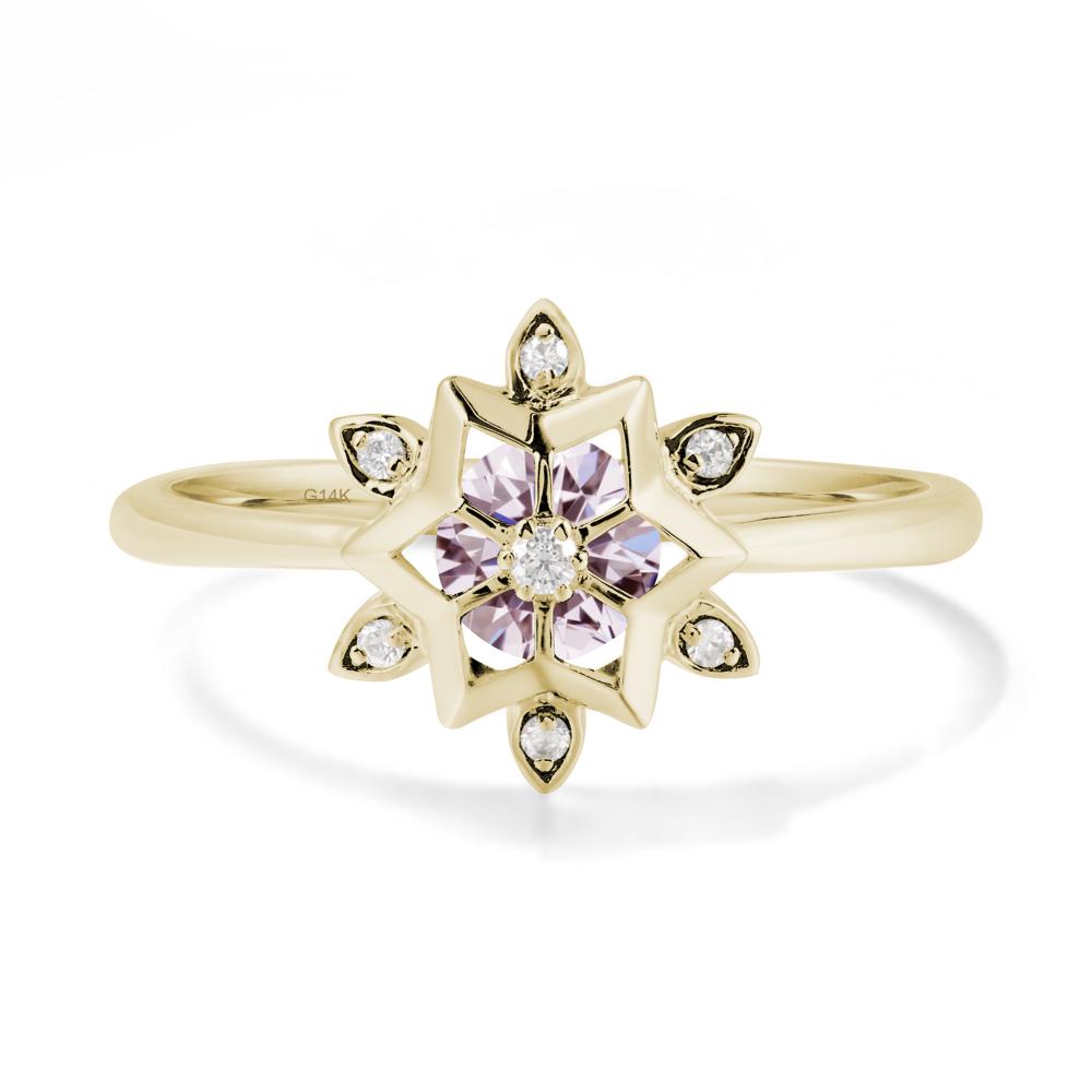 Snowflake Pink Cubic Zirconia Ring - LUO Jewelry #metal_14k yellow gold