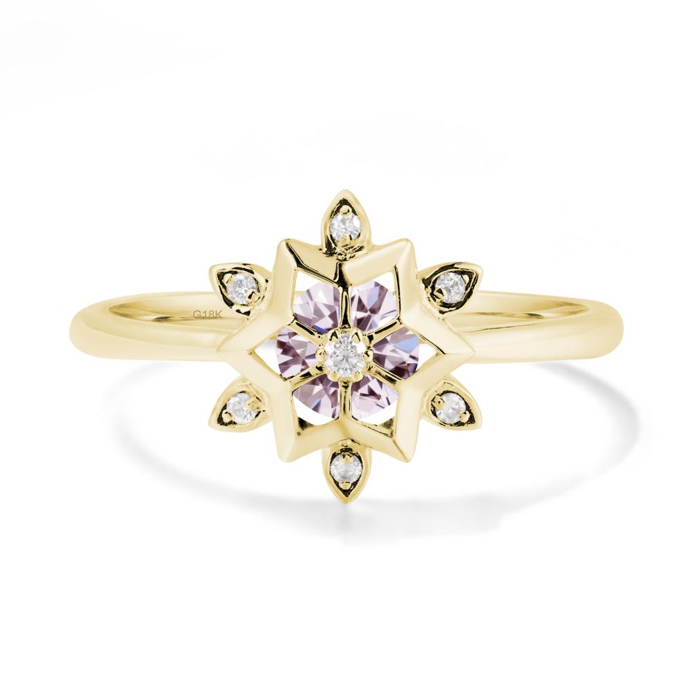Snowflake Pink Cubic Zirconia Ring - LUO Jewelry #metal_18k yellow gold