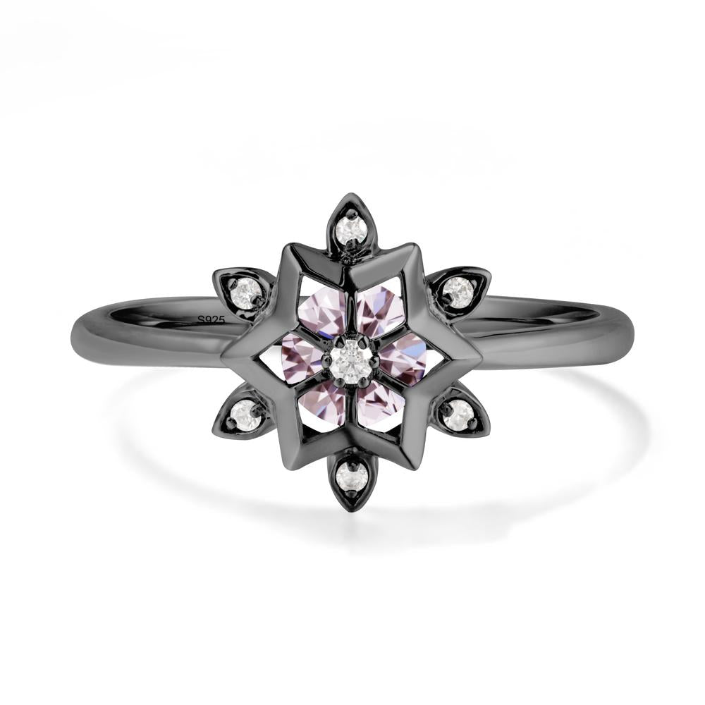 Snowflake Pink Cubic Zirconia Ring - LUO Jewelry #metal_black finish sterling silver