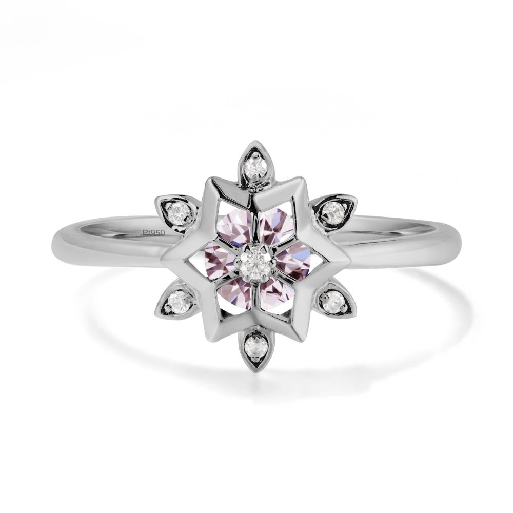 Snowflake Pink Cubic Zirconia Ring - LUO Jewelry #metal_platinum