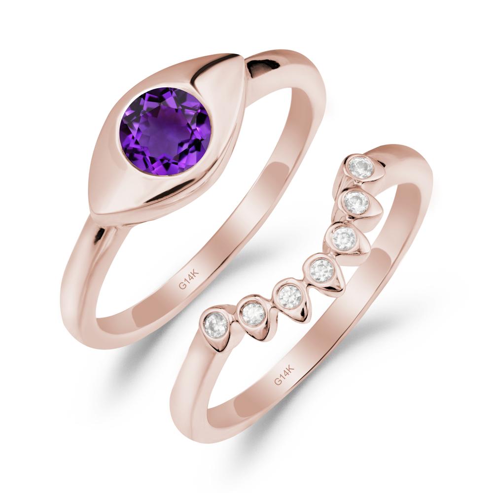 Amethyst Evil Eye Ring Set - LUO Jewelry #metal_xxxxx